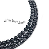 4mm, 5mm, 6mm round black glass beads combo pack