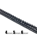 4mm, 5mm, 6mm round black glass beads combo pack