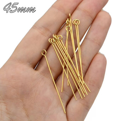 500 Pieces Eye Pins 50 mm Jewelry Making Pin Heads Eye Jewelry