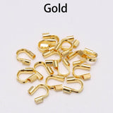 50 Pieces Pack' Brass Wire Guardian Cable Thimbles Wire Thread Protector Wire Terminators Cap End Tip Beads Gold Plated 5x4x1mm Hole: 0.5mm