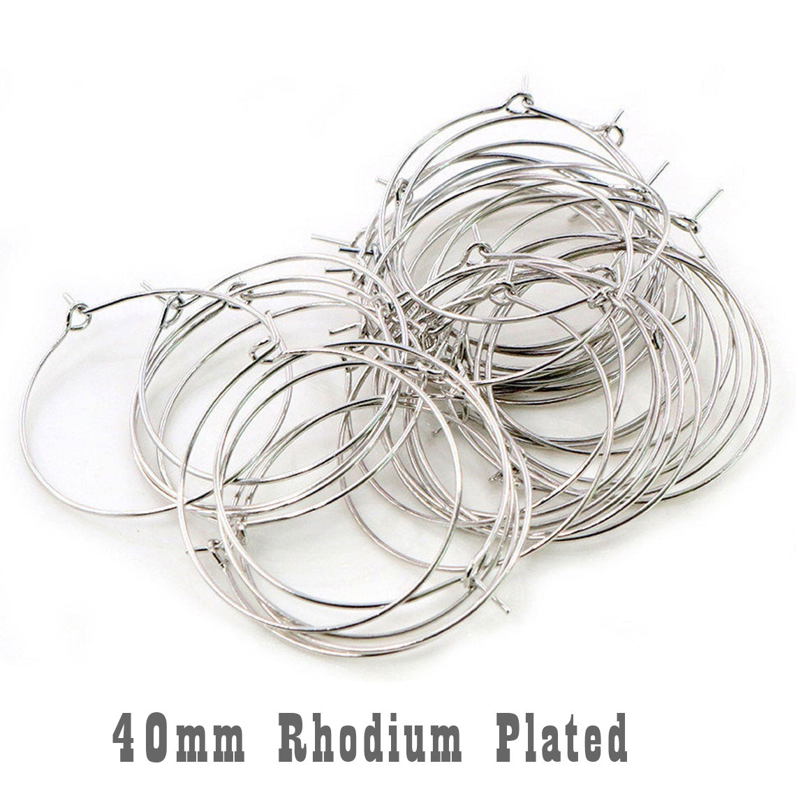 20 Pair Pack Nickel Plated 40mm wire circle earring making hoops