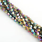576 Pcs Beads in 4 mm Size, Bi cone Shape Glass Beads Rainbow Black Metallic