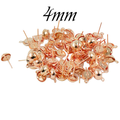 10 PIECES PACK' 4MM Round Half Ball Studs Post Earring Findings with loop