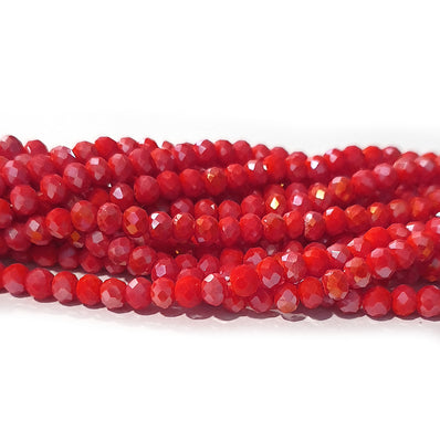 2 Strand/Line 4mm AB Orange Red Opaque Crystal faceted glass beads