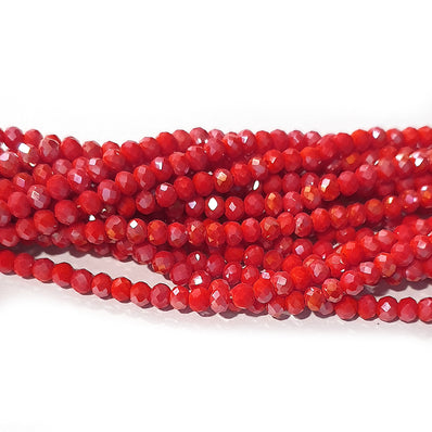 2 Strand/Line 4mm AB Orange Red Opaque Crystal faceted glass beads