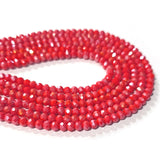 2 Strand/Line 4mm AB Orange Red Opaque Crystal faceted glass beads