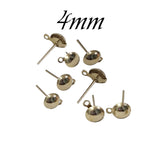 10 PIECES PACK' 4MM Round Half Ball Studs Post Earring Findings with loop