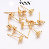 10 PIECES PACK' 4MM Round Half Ball Studs Post Earring Findings with loop