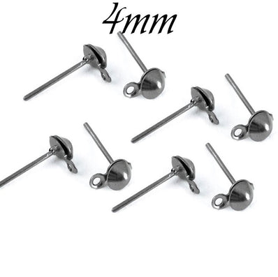 10 PIECES PACK' 4MM Round Half Ball Studs Post Earring Findings with loop