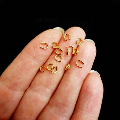 50 Pieces Pack' Brass Wire Guardian Cable Thimbles Wire Thread Protector Wire Terminators Cap End Tip Beads Gold Plated 5x4x1mm Hole: 0.5mm