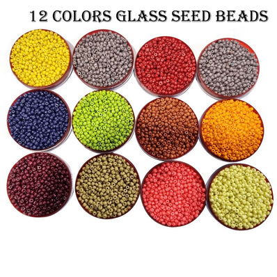 12 Colors Combo Pack Colorful Glass Seed Beads, Size 8/0 (3mm) Jewelry and Crafts Making