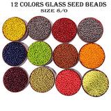 12 Colors Combo Pack Colorful Glass Seed Beads, Size 8/0 (3mm) Jewelry and Crafts Making