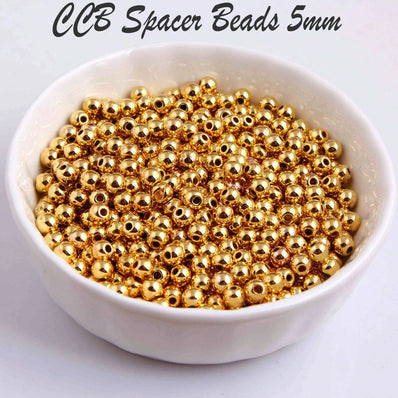 50 Gram Pack 5mm round golden acrylic ccb round spacer ball beads
