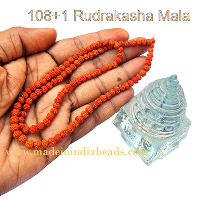 5mm Size 100% Original Indonesia, 108+1 Beads Panch Mukhi Rudraksha Japa Mala, without knotted