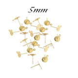 50pcs/pack Gold Plated, 5mm Size Blank Post Earring Studs Base with loop Pins Jewelry Findings Ear Back For DIY Making