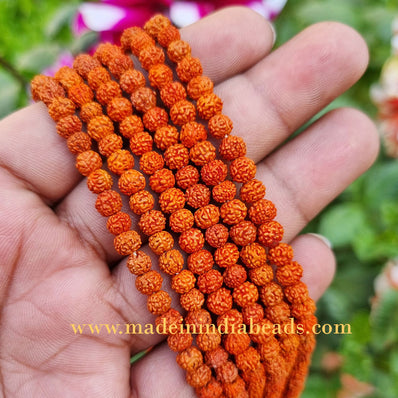 5mm Size 100% Original Indonesia, 108+1 Beads Panch Mukhi Rudraksha Japa Mala, without knotted