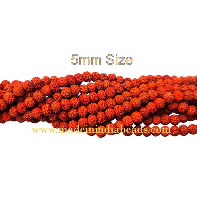5mm Size 100% Original Indonesia, 108+1 Beads Panch Mukhi Rudraksha Japa Mala, without knotted