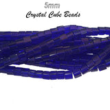 Blue color, 5 Line/ Strands, 5mm Size, Crystal Cube glass beads