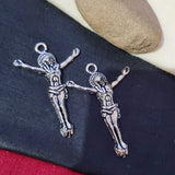 2 Pcs Pack Big size, Shiny Silver and Oxidized tone Cross, about 55mm long, Cross Charms Pendant, Silver shiny plated