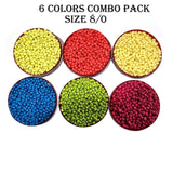 6 Colors 12 Box (each 2) Combo Pack Colorful Glass Seed Beads, Size 8/0 (3mm) Jewelry and Crafts Making
