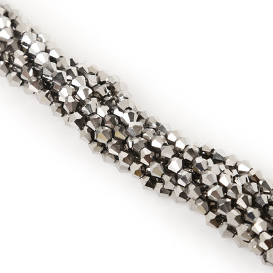 576 Beads Metallic Silver quoted Crystal 4mm Crystal BiCone faceted glass beads,