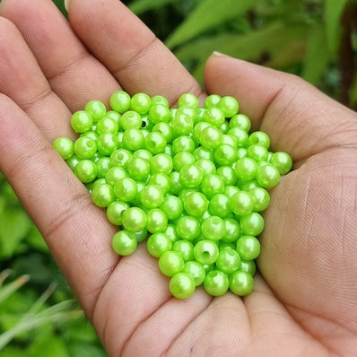 100 GRAM PACK, ABOUT 850-900 BEADS' 6 MM' HIGH QUALITY ACRYLIC PEARL FLUX BEADS FOR JEWELRY AND CRAFT' FOR BULK QUANTITY ORDER GET SPECIAL RATE