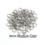1000 Pcs Pack Stainless steel rhodium color jump ring findings in size 6 mm