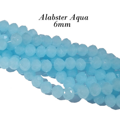 PER LINE 6MM FACETED OPAQUE RONDELLE SHAPED CRYSTAL BEADS, Strand Length -( Approximately 96~98 Beads)