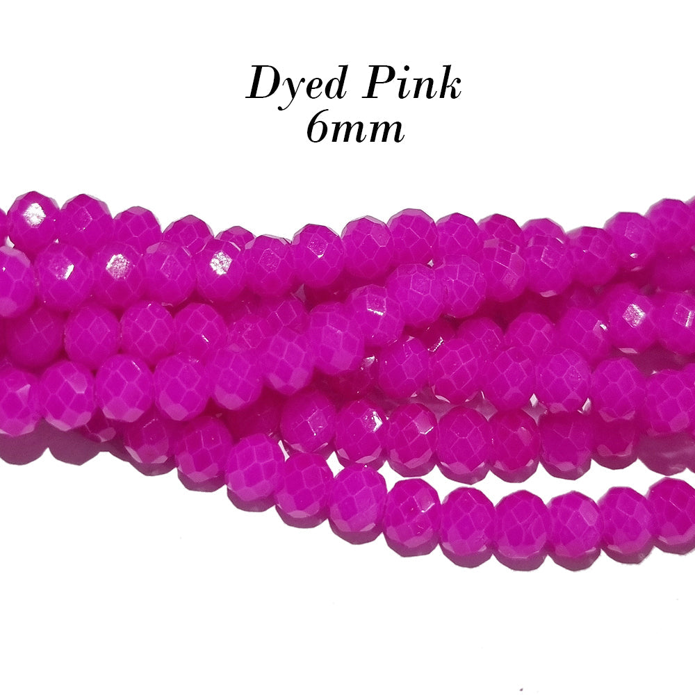 PER LINE 6MM FACETED OPAQUE RONDELLE SHAPED CRYSTAL BEADS, Strand Length -( Approximately 90 Beads)