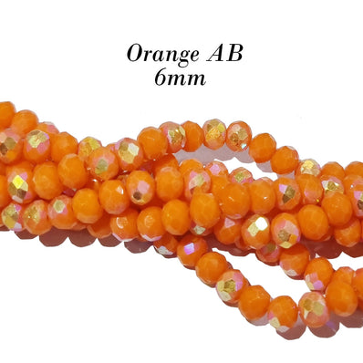 PER LINE 6MM FACETED OPAQUE RONDELLE SHAPED CRYSTAL BEADS, Strand Length -( Approximately 90 Beads)