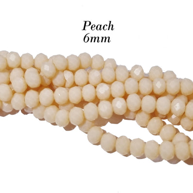 PER LINE 6MM FACETED OPAQUE RONDELLE SHAPED CRYSTAL BEADS, Strand Length -( Approximately 90 Beads)