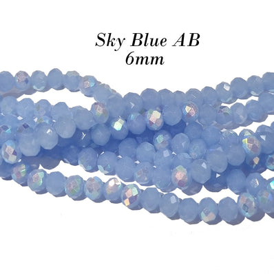 PER LINE 6MM FACETED OPAQUE RONDELLE SHAPED CRYSTAL BEADS, Strand Length -( Approximately 90 Beads)