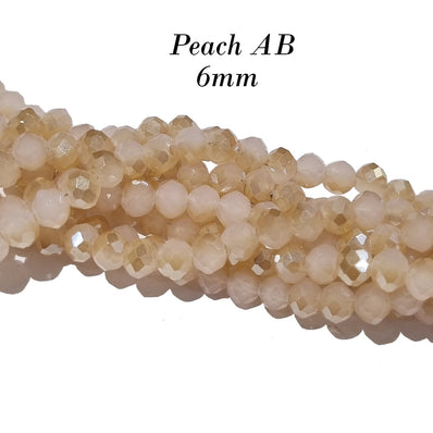 PER LINE 6MM FACETED OPAQUE RONDELLE SHAPED CRYSTAL BEADS, Strand Length -( Approximately 90 Beads)