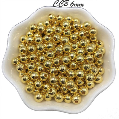 50 Gram Pack 6mm round golden acrylic ccb round spacer ball beads