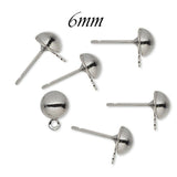 10 PIECES PACK' 6MM Round Half Ball Studs Post Earring Findings with loop