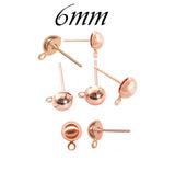 10 PIECES PACK' 6MM Round Half Ball Studs Post Earring Findings with loop