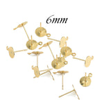 50pcs/pack Gold Plated, 6mm, Blank Post Earring Studs Base with loop Pins Jewelry Findings Ear Back For DIY Making