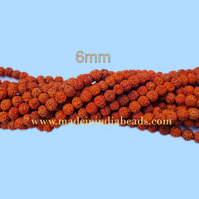 6mm Size 100% Original Indonesia, 108+1 Beads Panch Mukhi Rudraksha Japa Mala, without knotted