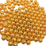100pcs,6mm Size Hollow Ball (Jali Ball) Flower Beads Metal Charms Gold Plated Filigree Spacer Beads For Jewelry Making