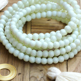 3/STRING, 6MM, ROUND SHAPE, CRYSTAL BEADS FOR JEWELRY MAKING, APPROX 210~215 BEADS IN 3 STRINGS, White Milky