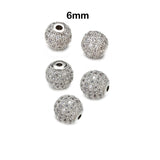 2 PIECES PACK' CZ MICRO PAVE ROUND BALL BEAD, CUBIC ZIRCONIA PAVE BEADS, SHAMBALLA BALL BEADS CZ SPACE BEADS' 6 MM COLOUR: SILVER