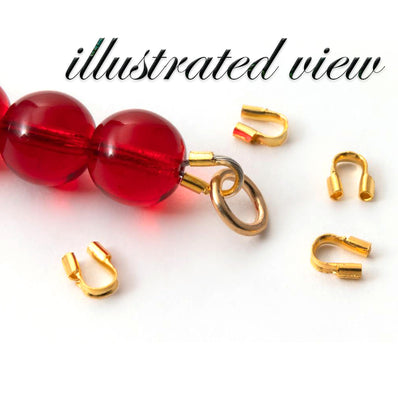 50 Pieces Pack' Brass Wire Guardian Cable Thimbles Wire Thread Protector Wire Terminators Cap End Tip Beads Gold Plated 5x4x1mm Hole: 0.5mm