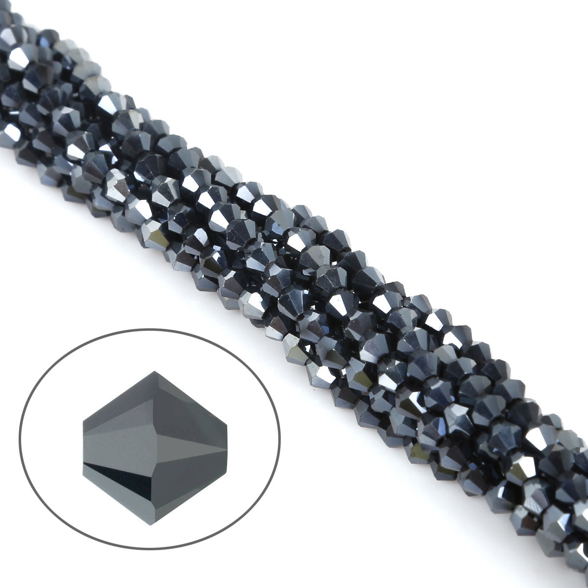 576 Pcs Beads Black Hematite Crystal AB glass beads 4mm for jewelry making