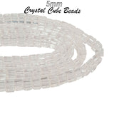 White Clear colors, 5 Line/ Strands, 5mm Size, Crystal Cube glass beads