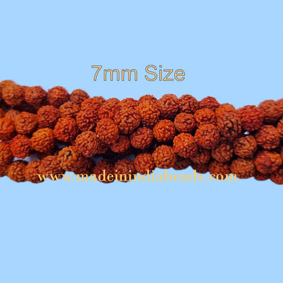 7mm Size 100% Original Indonesia, 108+1 Beads Panch Mukhi Rudraksha Japa Mala, without knotted