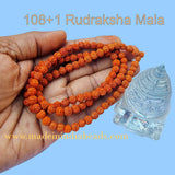 7mm Size 100% Original Indonesia, 108+1 Beads Panch Mukhi Rudraksha Japa Mala, without knotted