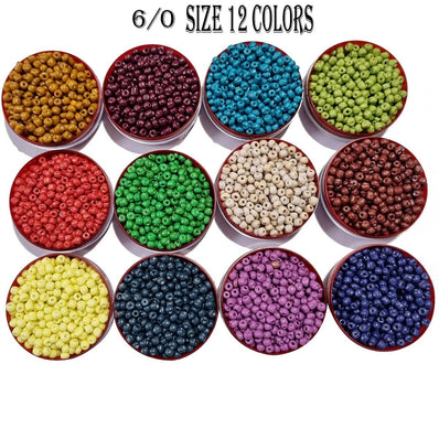 12 Colors Combo Pack Colorful Glass Seed Beads, Size 6/0 (4mm) Jewelry and Crafts Making