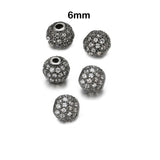 2 PIECES PACK' CZ MICRO PAVE ROUND BALL BEAD, CUBIC ZIRCONIA PAVE BEADS, SHAMBALLA BALL BEADS CZ SPACE BEADS' 6 MM COLOUR: Black