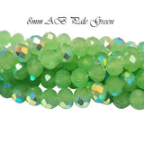 Green AB PER LINE 8MM FACETED OPAQUE RONDELLE SHAPED CRYSTAL BEADS