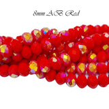 Red AB PER LINE 8MM FACETED OPAQUE RONDELLE SHAPED CRYSTAL BEADS
